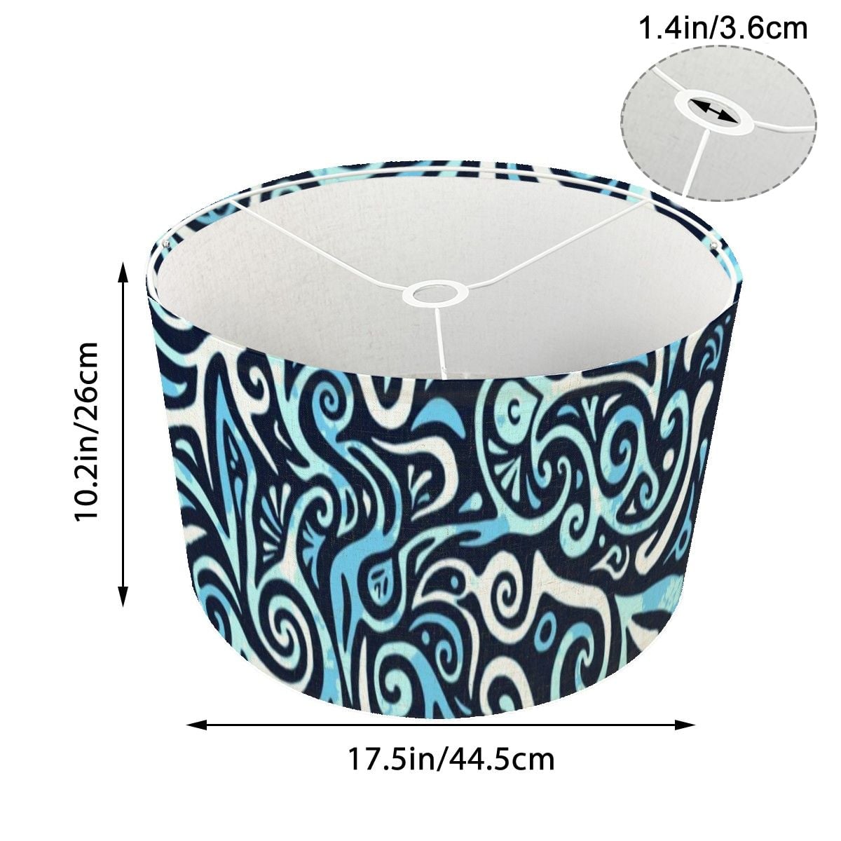Pacific Tribal Lamp Shade With Ring, 10.2" Height x 17.5" Diameter Linen Drum Lampshade