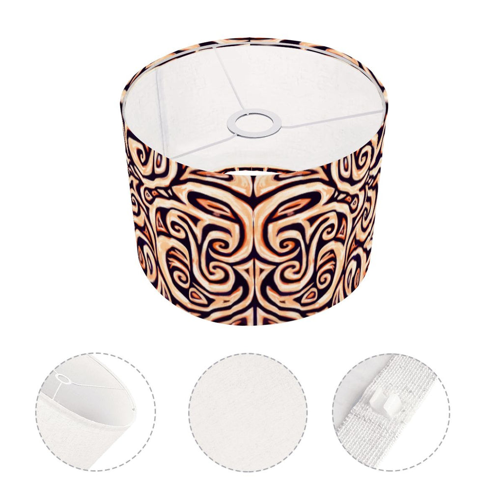 Pacific Tribal Lamp Shade with Ring, 9" Height x 11" Diameter Linen Drum Lampshade