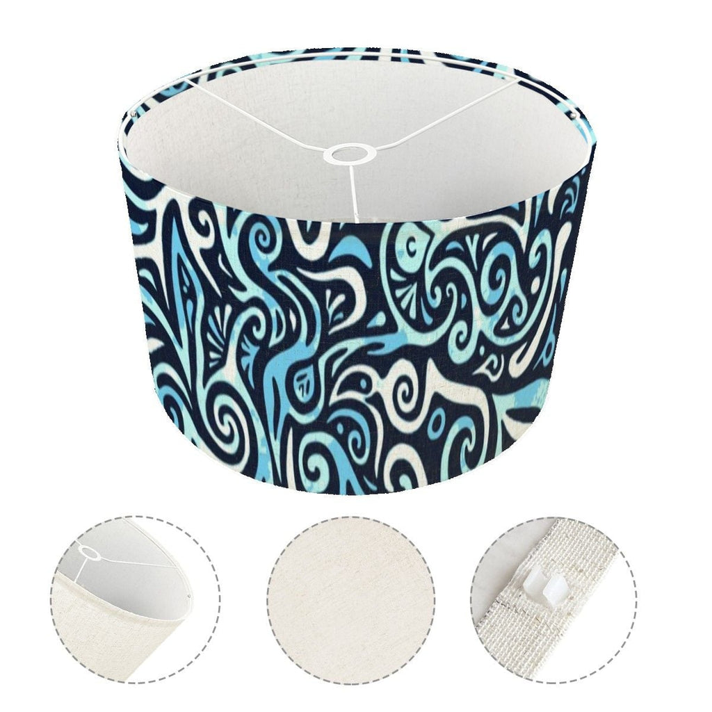 Pacific Tribal Lamp Shade With Ring, 10.2" Height x 17.5" Diameter Linen Drum Lampshade
