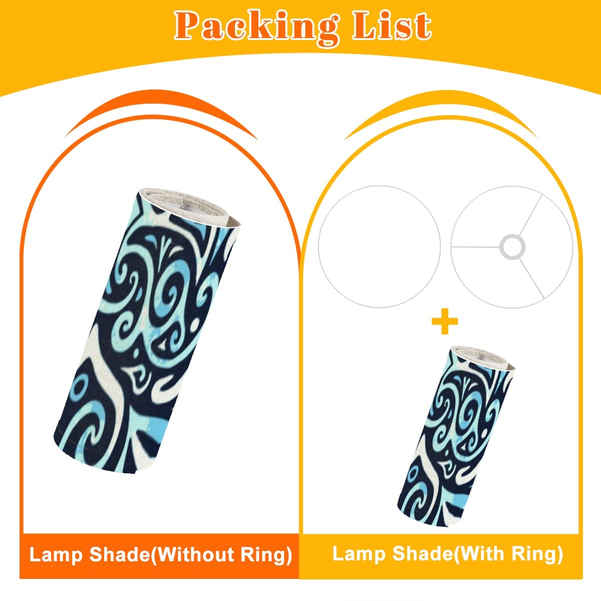 Pacific Tribal Lamp Shade With Ring, 10.2" Height x 17.5" Diameter Linen Drum Lampshade