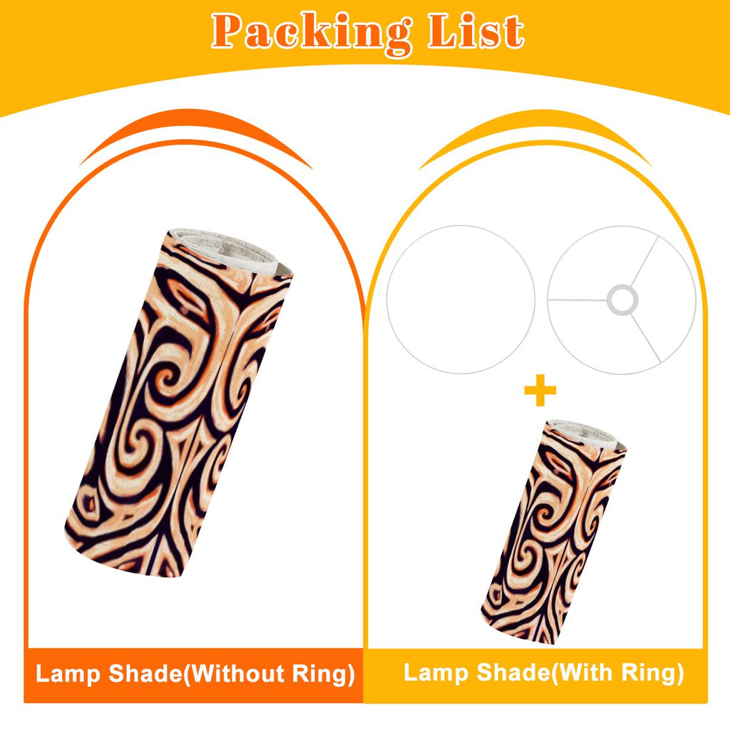 Pacific Tribal Lamp Shade with Ring, 9" Height x 11" Diameter Linen Drum Lampshade