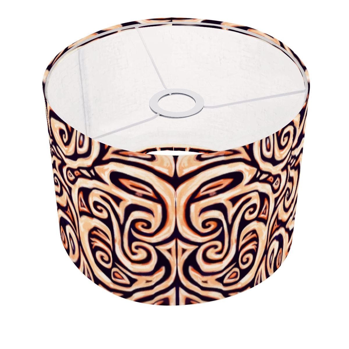 Pacific Tribal Lamp Shade with Ring, 9" Height x 11" Diameter Linen Drum Lampshade