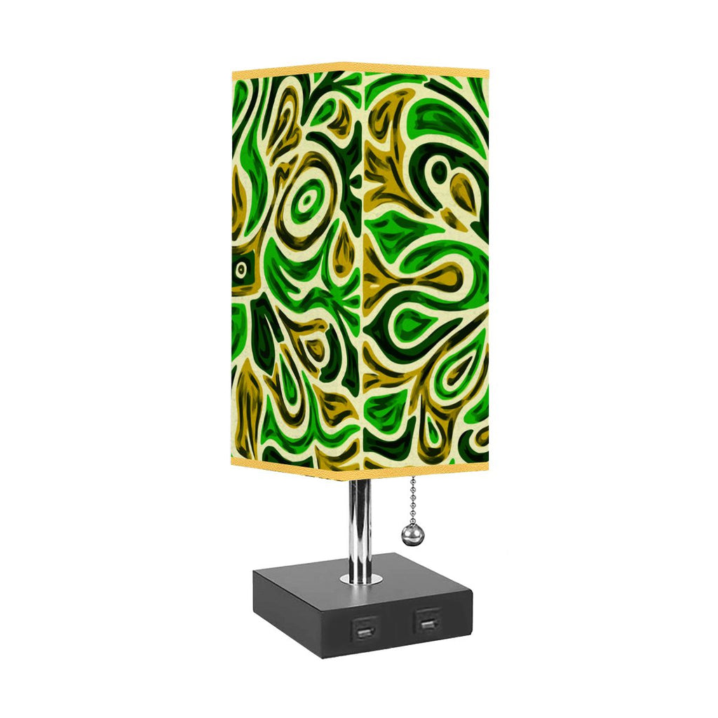 WILDWOOD - Square Table Lamp with USB Port and Gold Trim