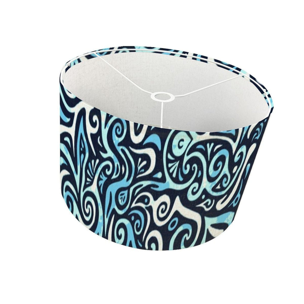 Pacific Tribal Lamp Shade With Ring, 10.2" Height x 17.5" Diameter Linen Drum Lampshade