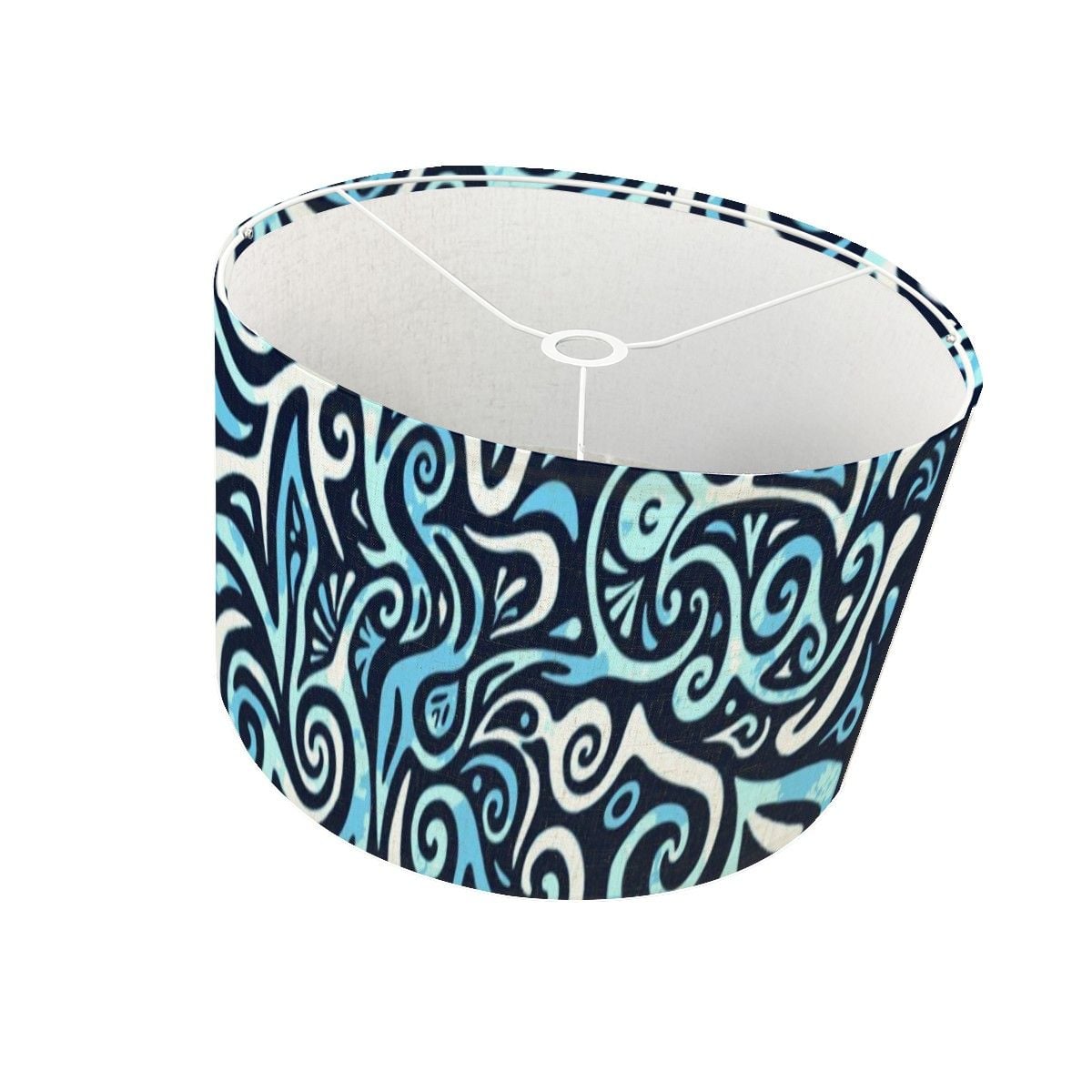 Pacific Tribal Lamp Shade With Ring, 10.2" Height x 17.5" Diameter Linen Drum Lampshade